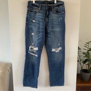 Aeropostale Blue Jeans Slim Straight Leg Distressed Holes Medium Wash Size 31 30